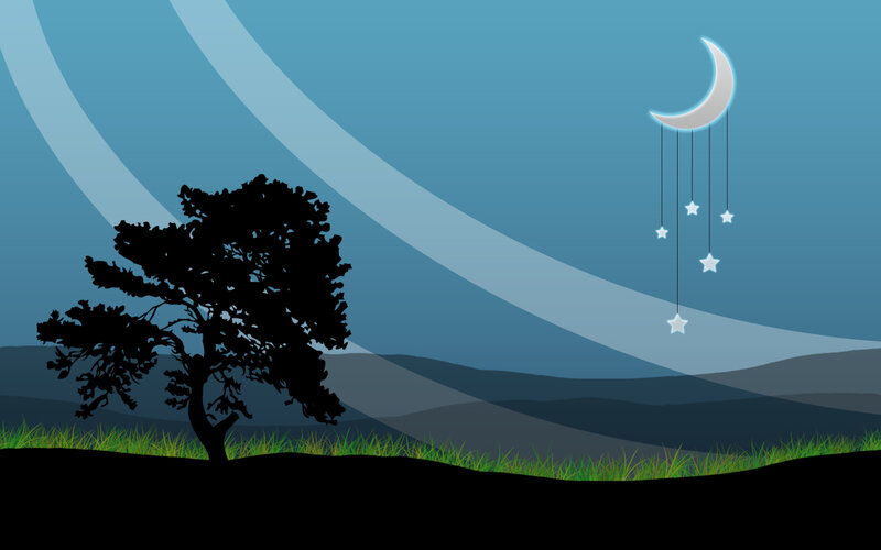 night sky with moon and stars