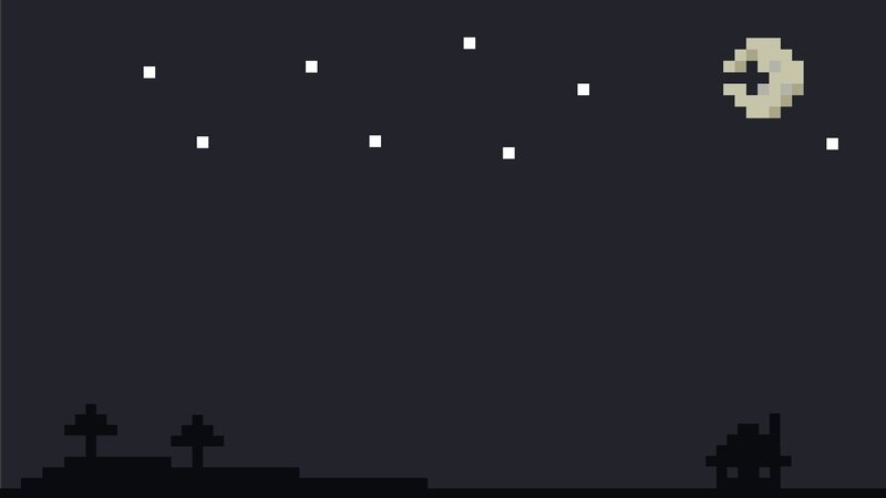 Night Sky with Moon and Stars — Black