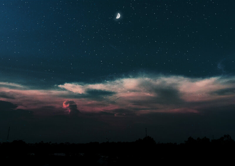 Night Sky with Moon — Dark Blue