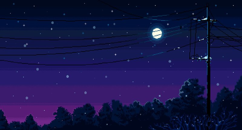Night Sky with Moon — Purple