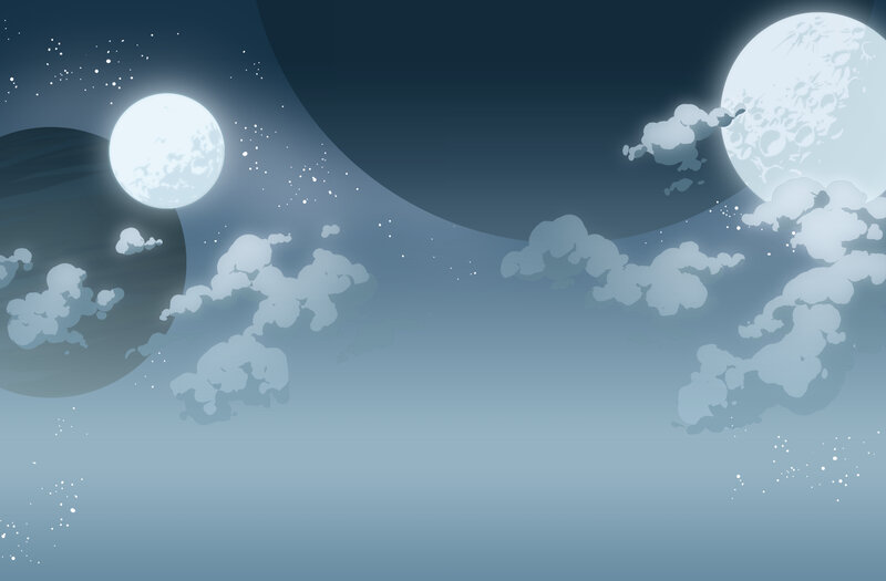 Night sky with moons and clouds