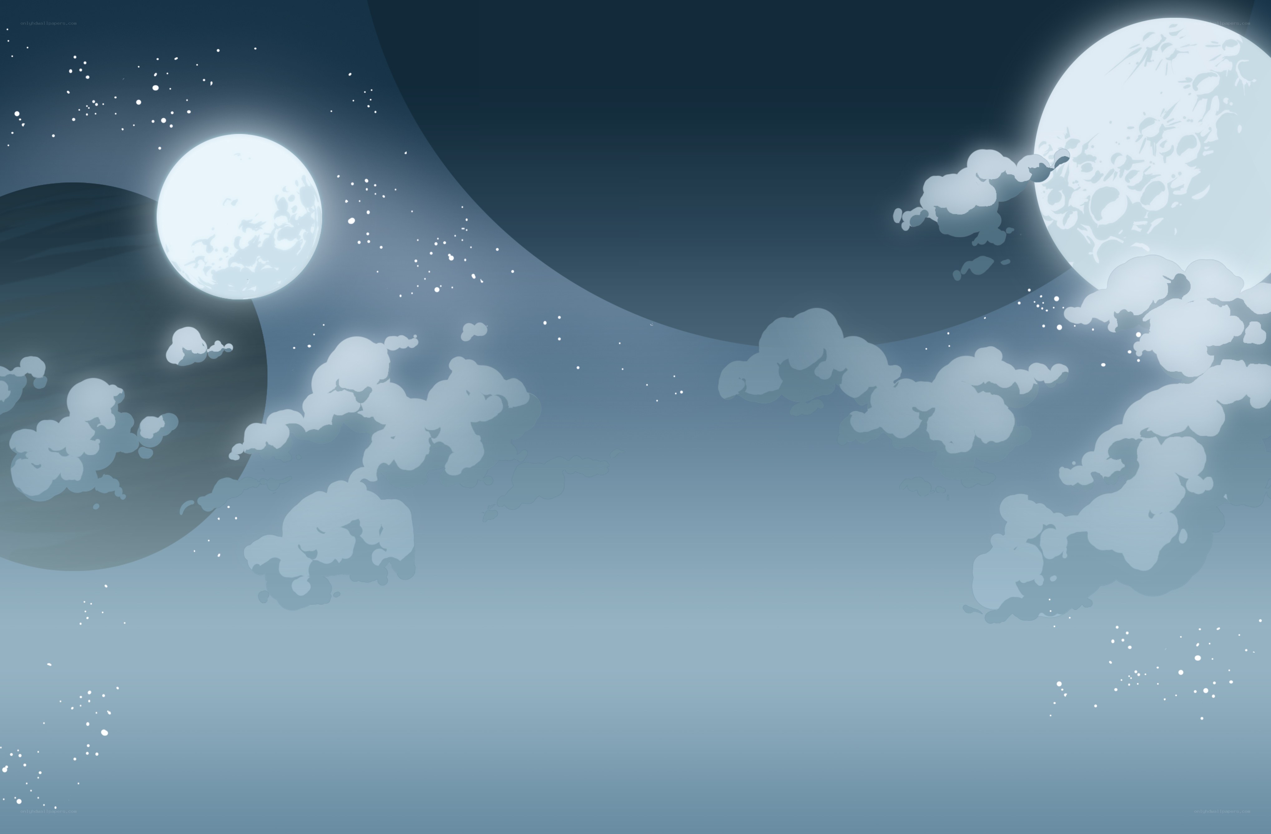 Night sky with moons and clouds