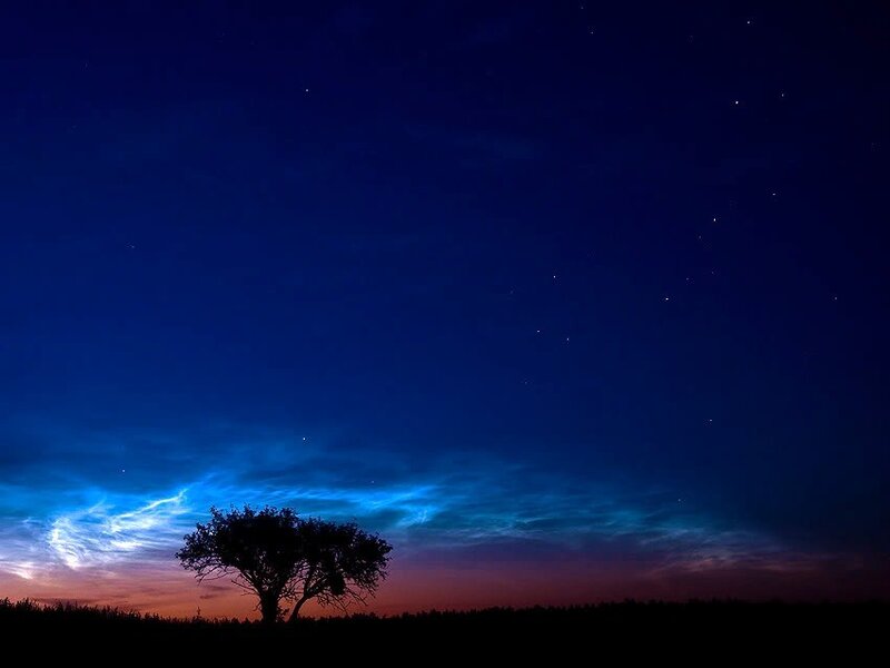night sky with noctilucent clouds