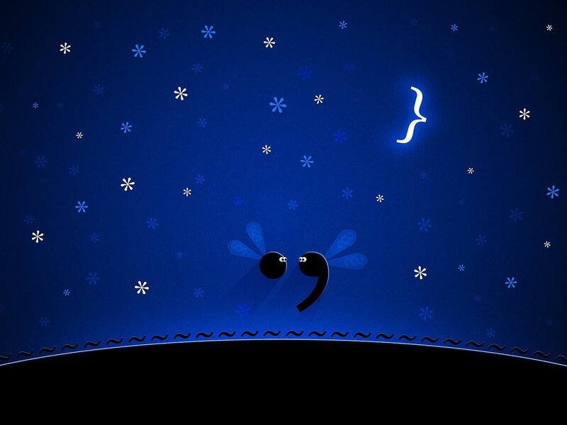 Night sky with punctuation characters