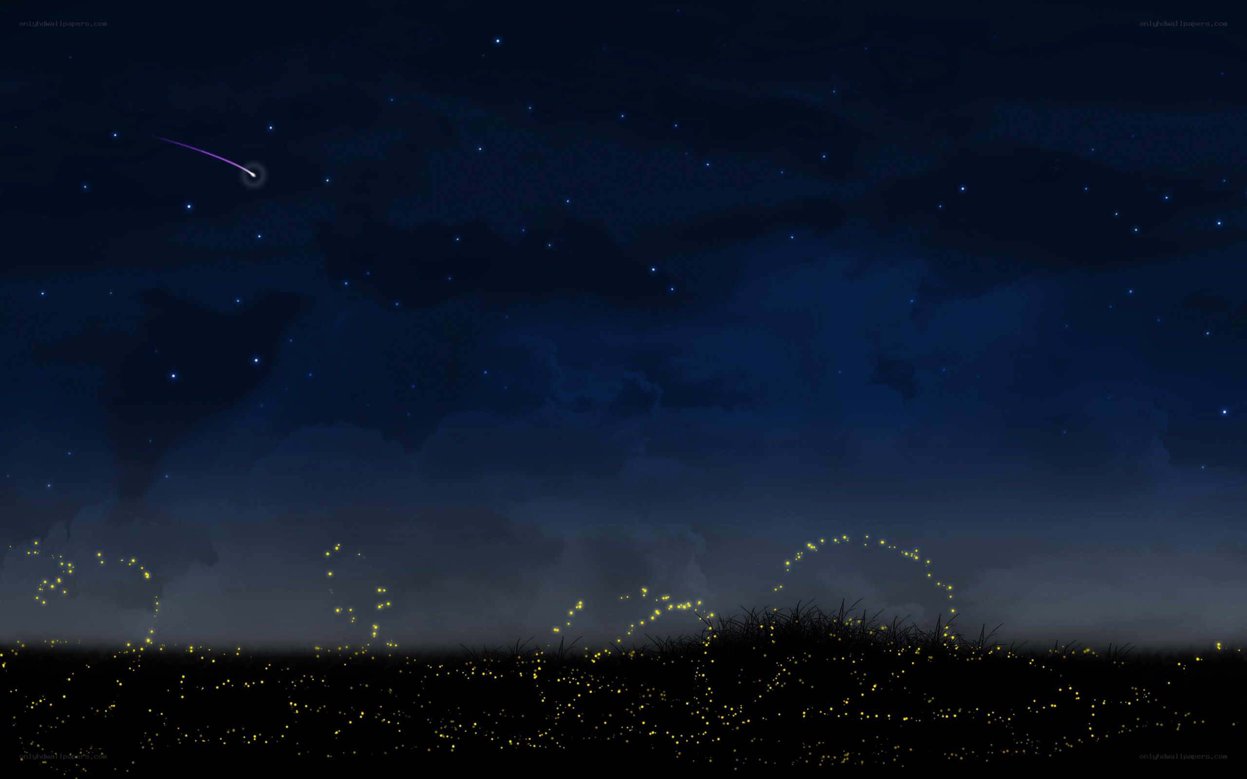 Night sky with shooting star