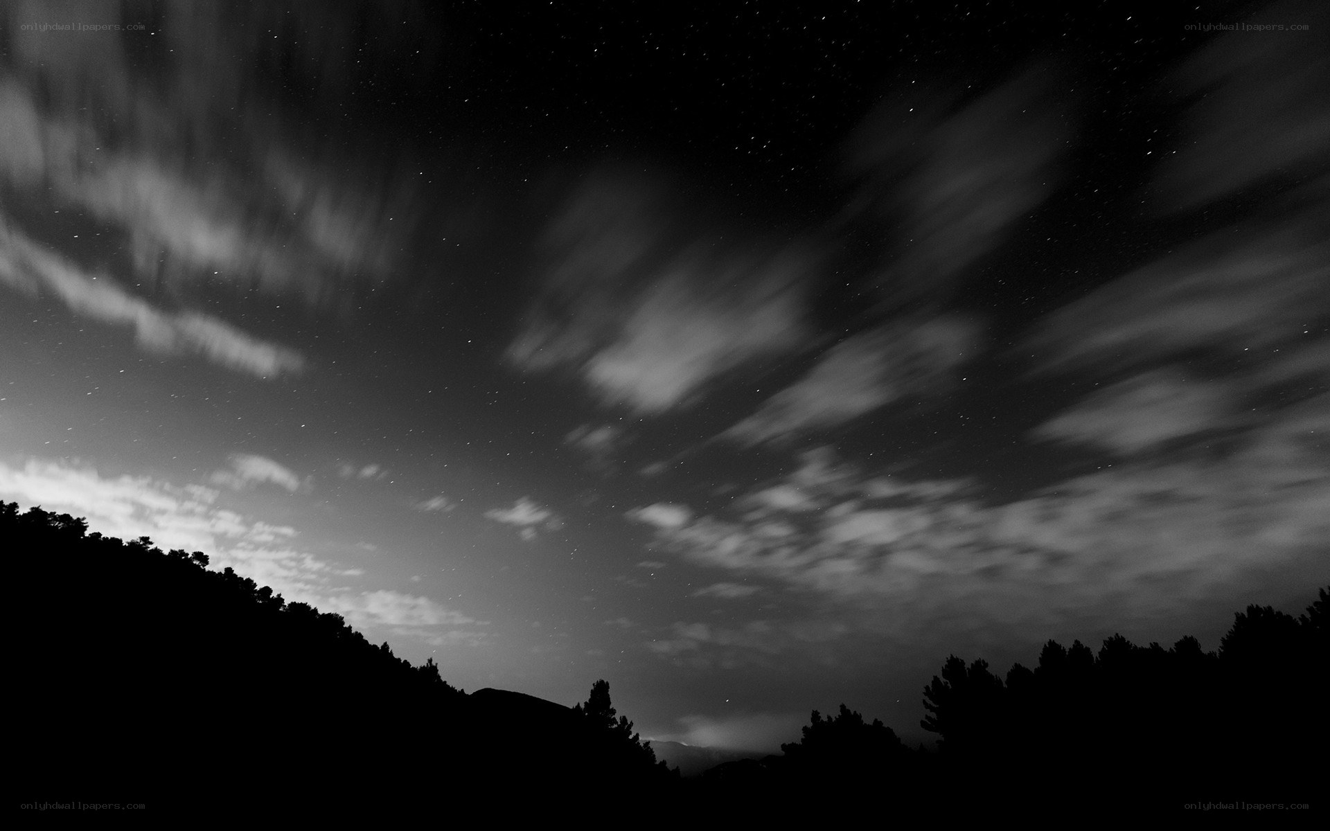 Night sky with stars and clouds