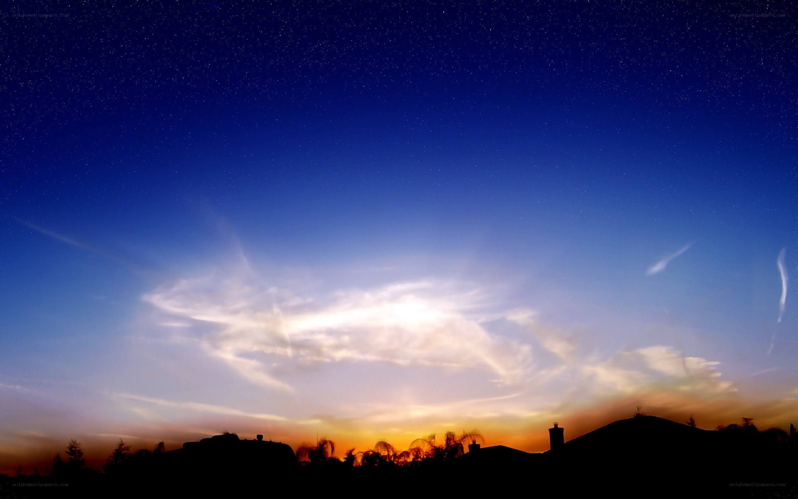 night sky with stars and clouds