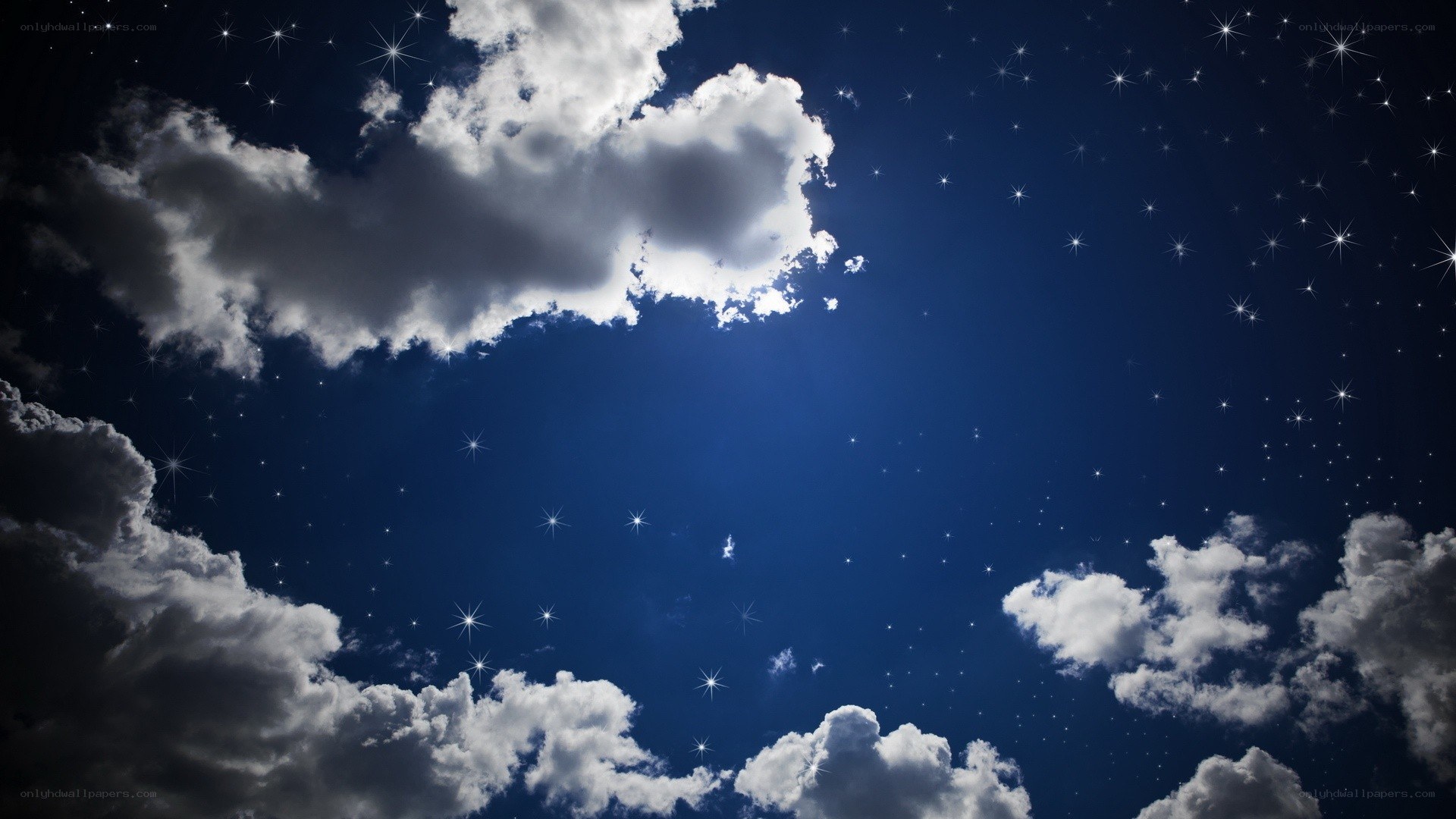 night sky with stars and clouds