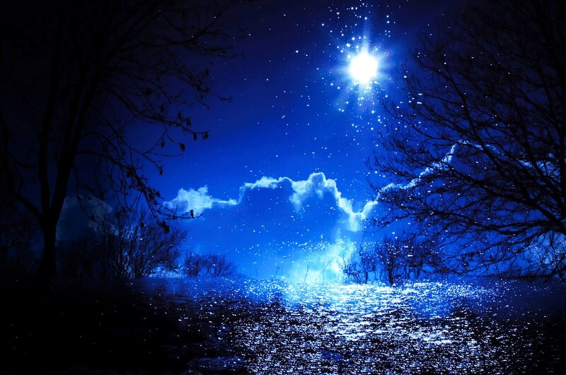 Night Sky with Stars — Blue, Serene, Digital Art