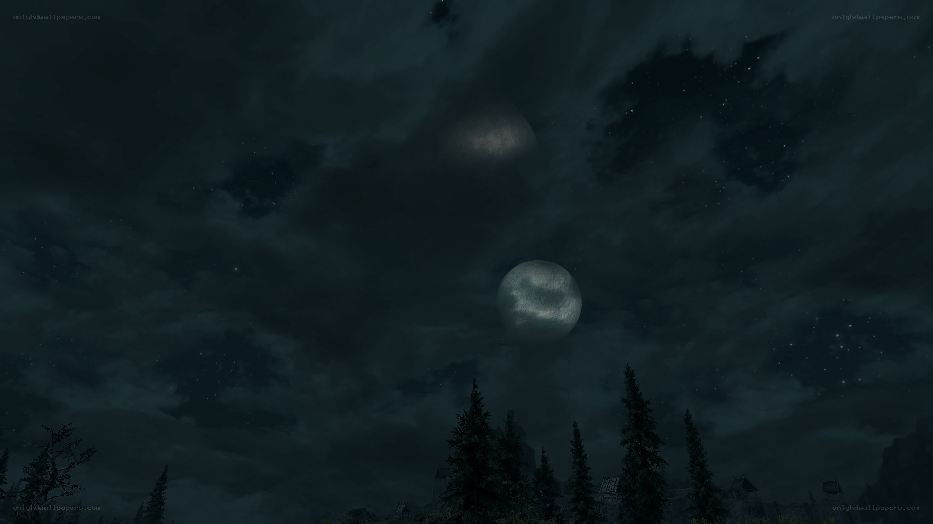 night sky with two moons