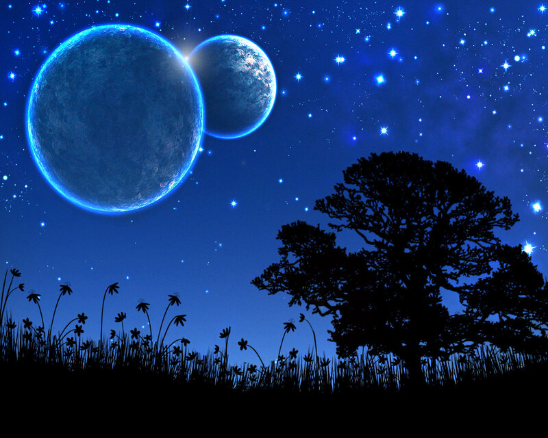 Night sky with two planets