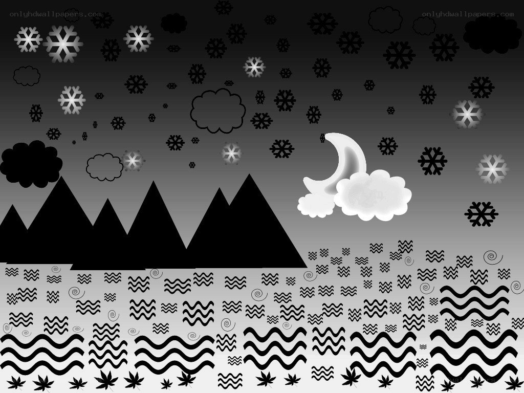 night snow over mountains