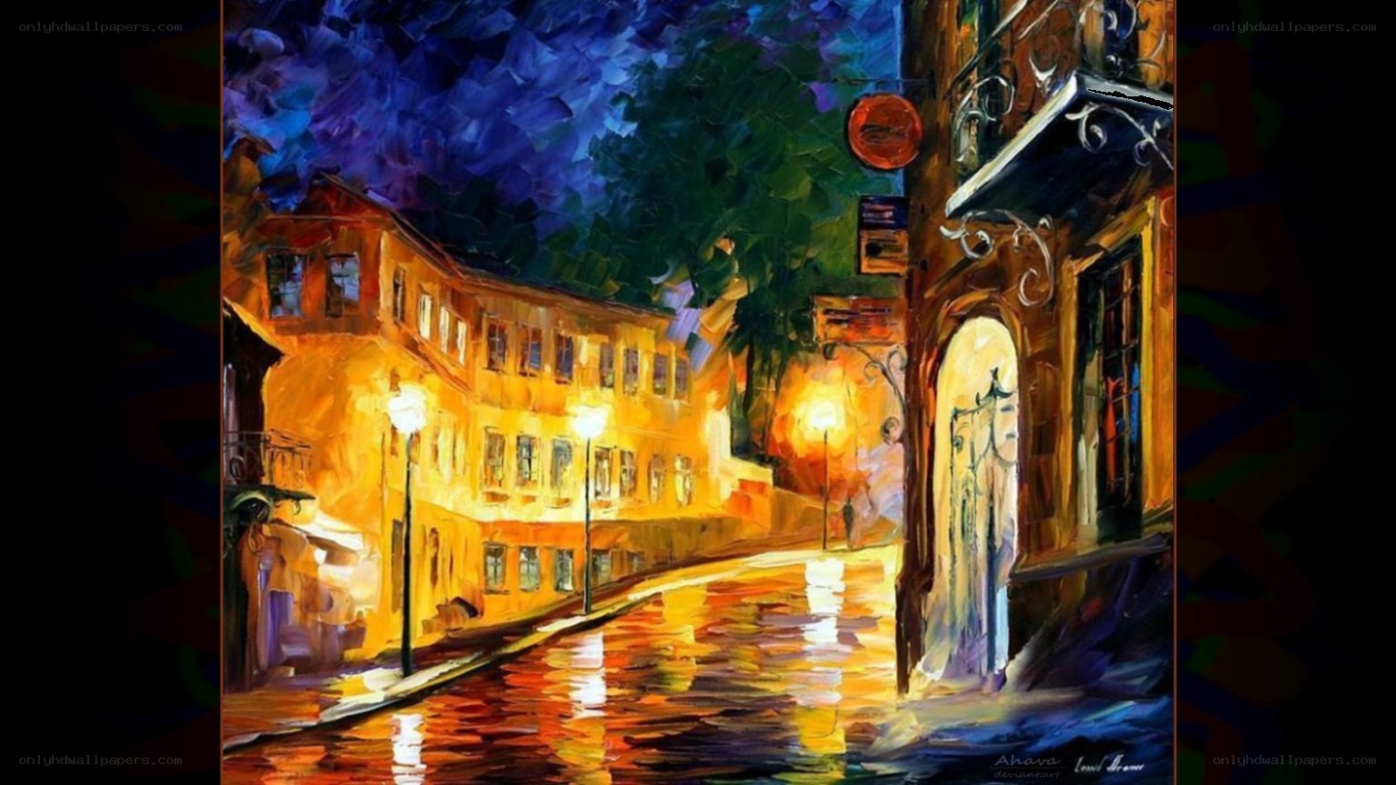 Night street painting