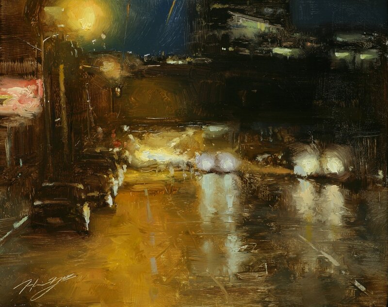 Night Street Scene — Yellow