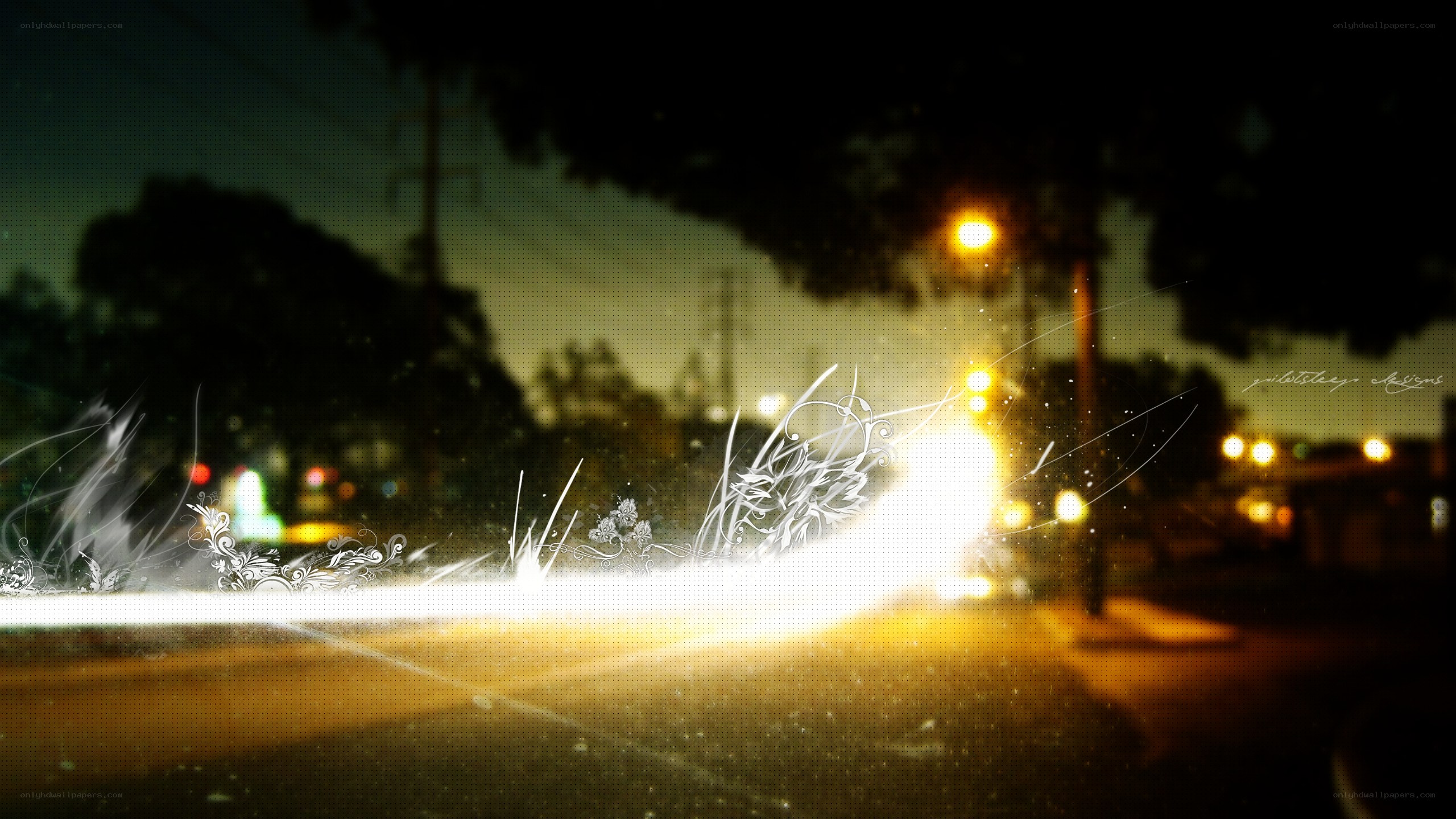 Night street with light effects