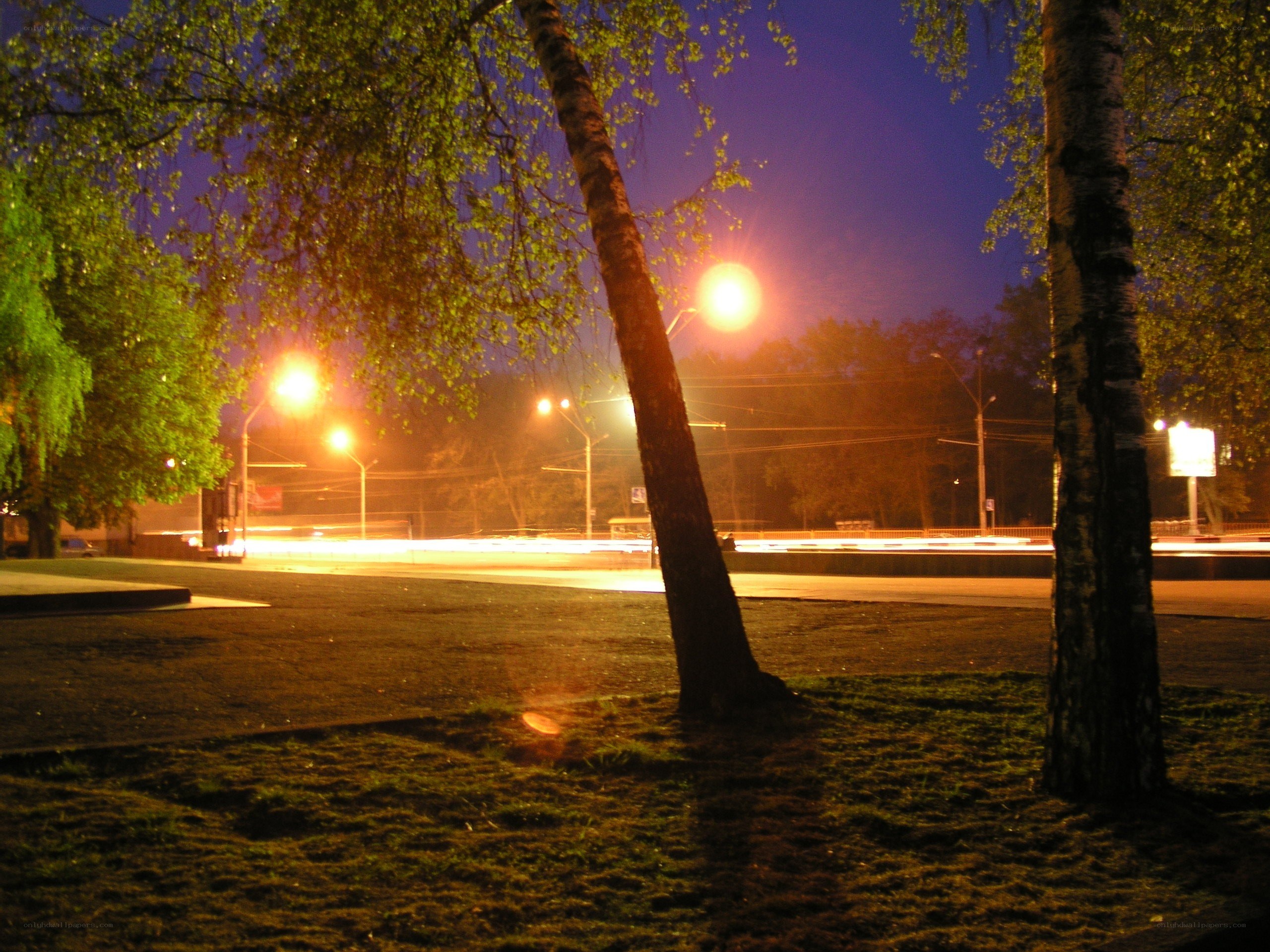Night street with light trails