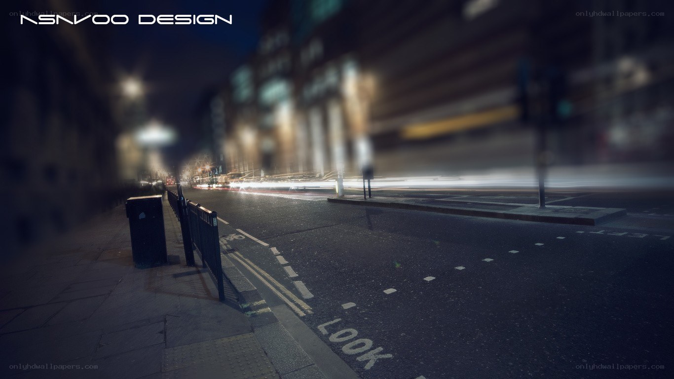 Night street with light trails