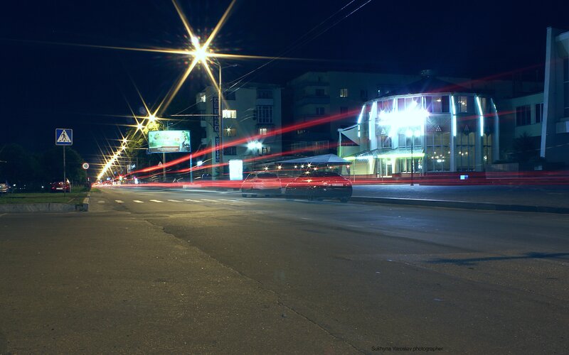 Night street with light trails