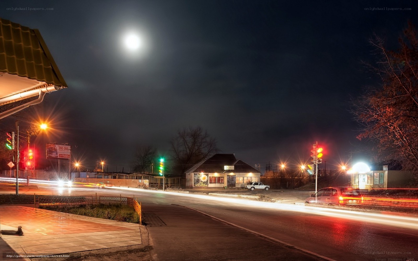 Night street with moonlight