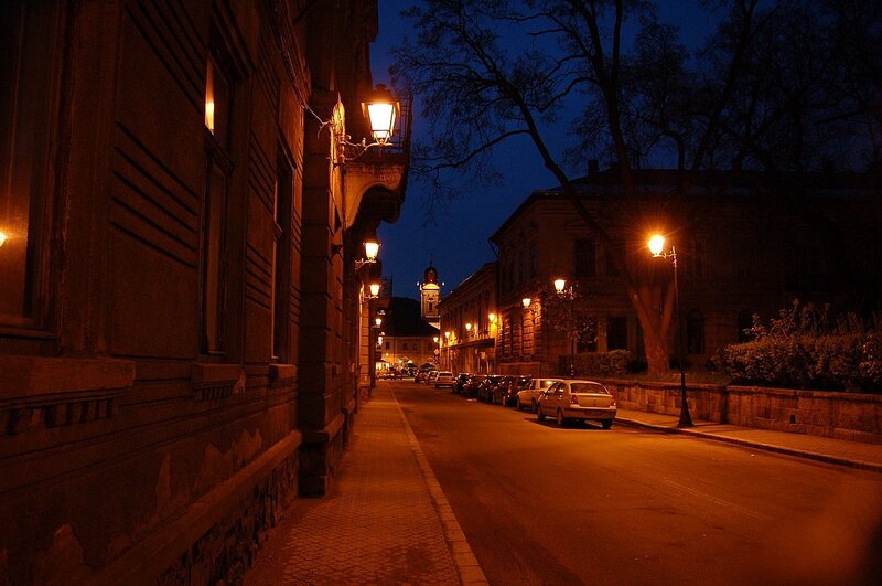 Night street with old buildings