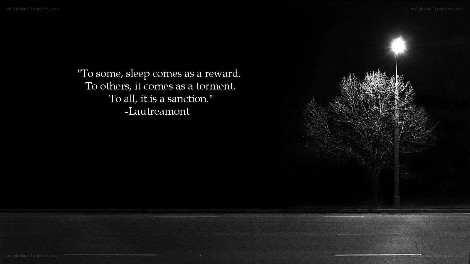 Night street with quote