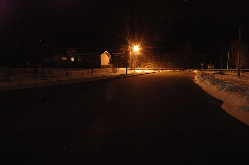 Night street with snow
