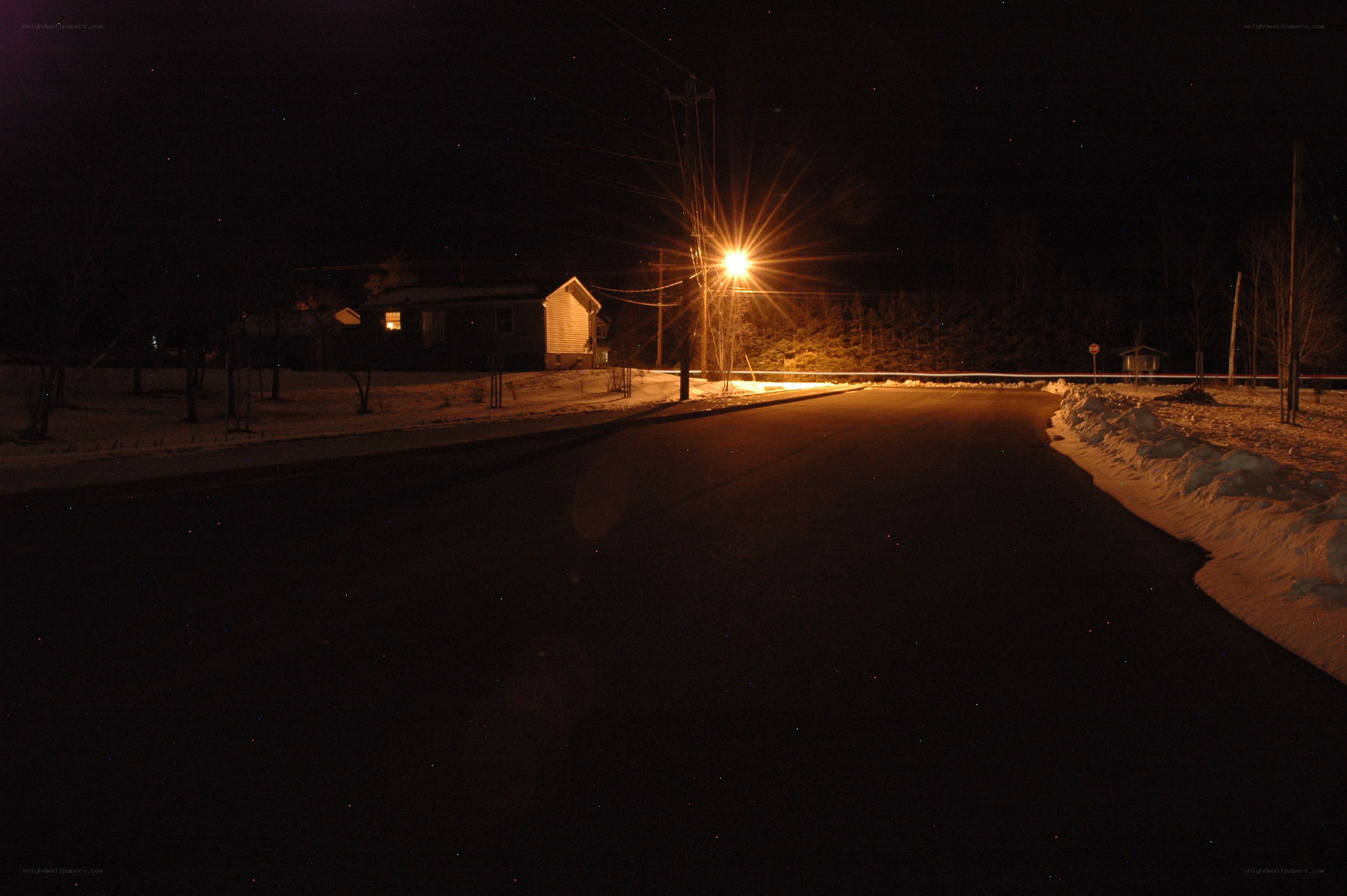 Night street with snow