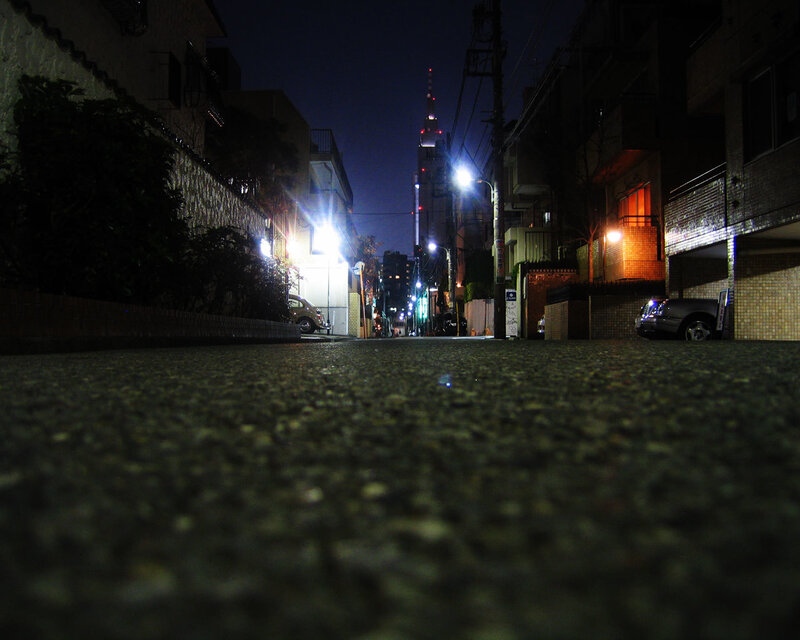 Night street with Tokyo Tower