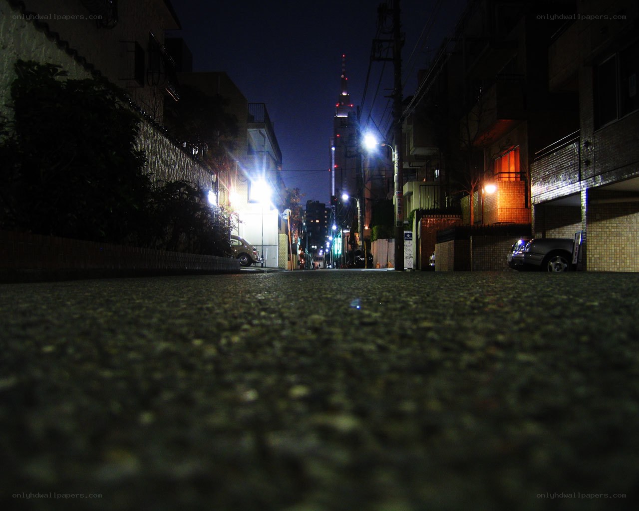 Night street with Tokyo Tower
