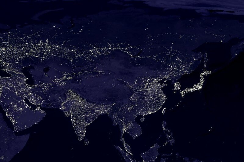 Night-time View of Asia — Black