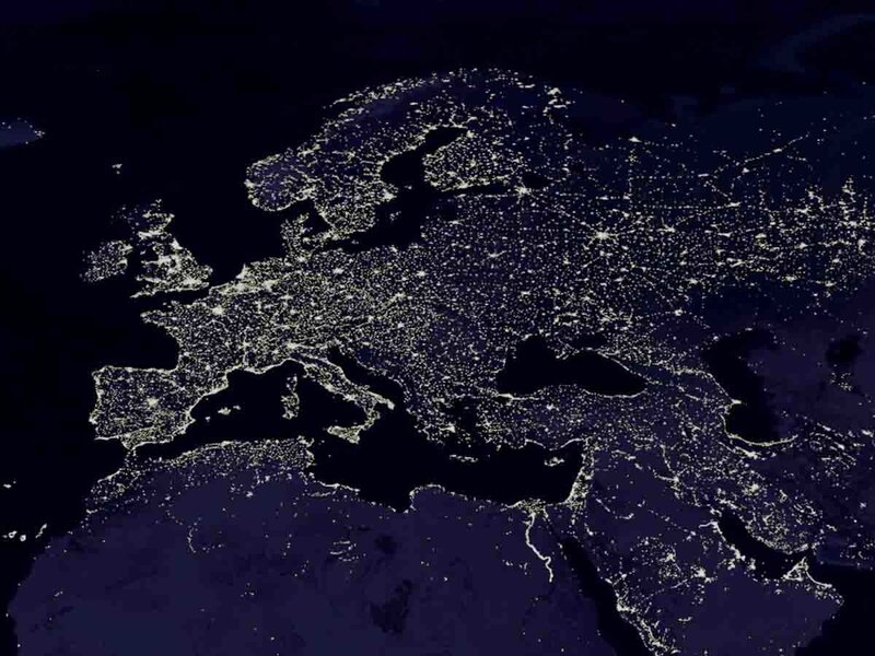 Night-time View of Europe — Black, Dark, Night, Photograph