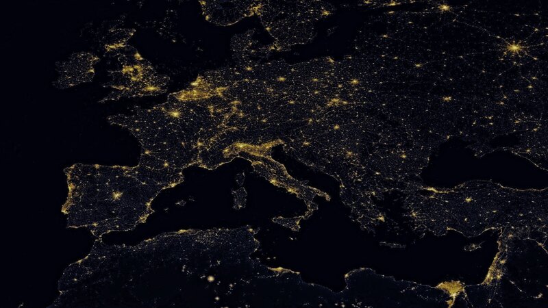 Night-time View of Europe — Black, Dark