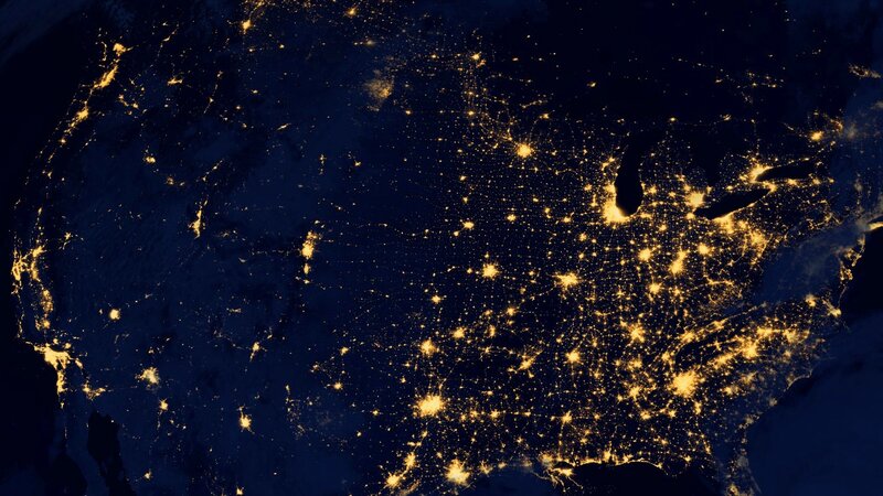 Night-time View of USA