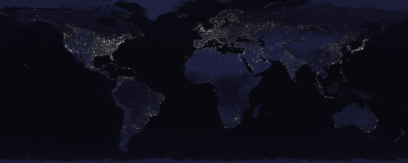 Night-time world map