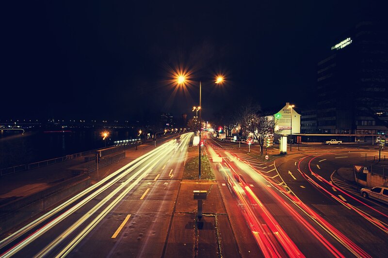 Night traffic on a city road