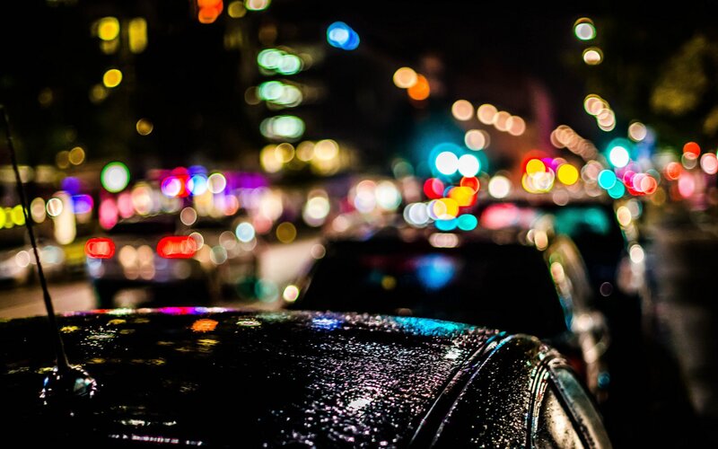 Night traffic with bokeh lights