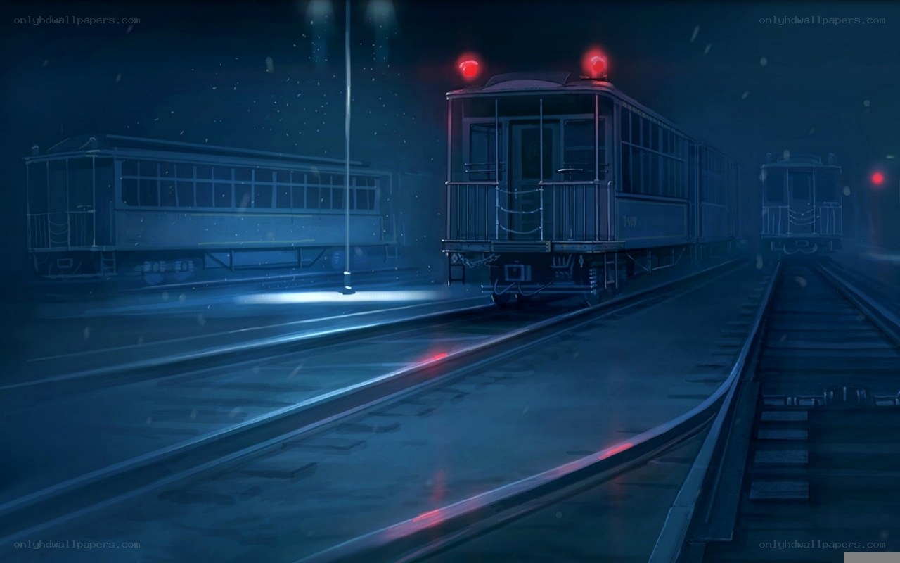 Night train in the snow
