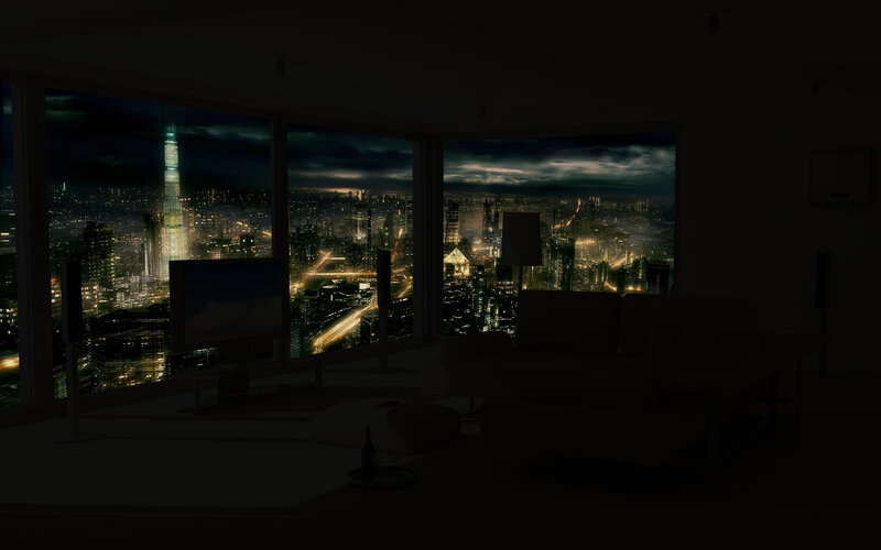night view from modern apartment