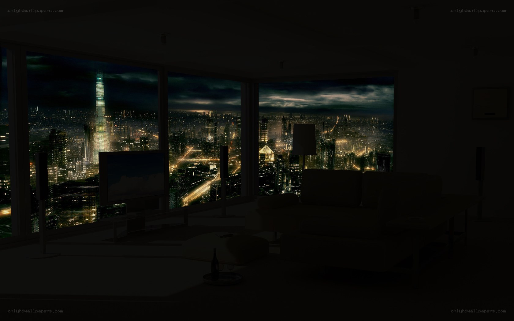night view from modern apartment