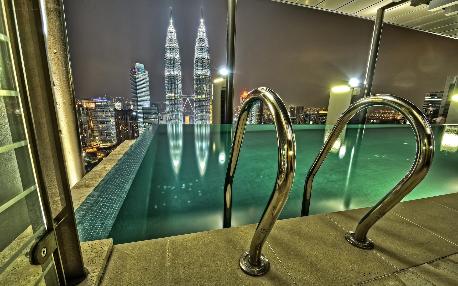 Night view from rooftop pool