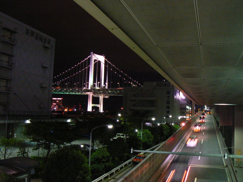 Night view of a bridge in Japan
