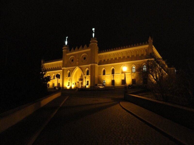 night view of a castle