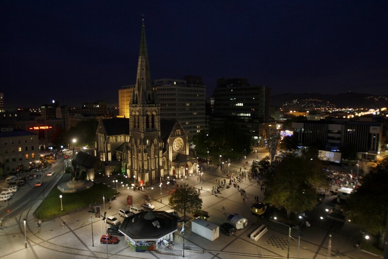 night view of a cathedral square