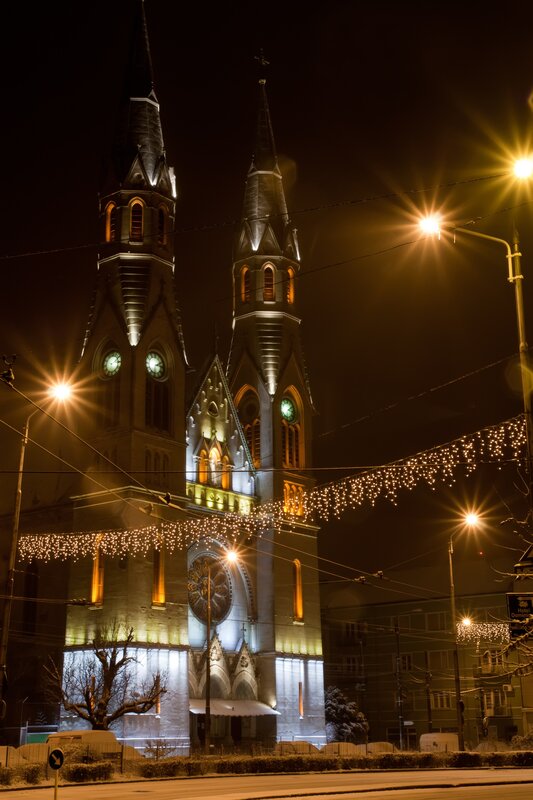 Night view of a church