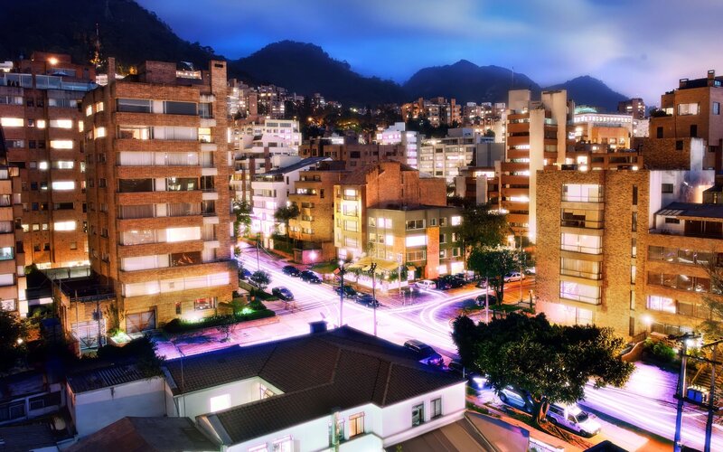 Night view of a city at dusk