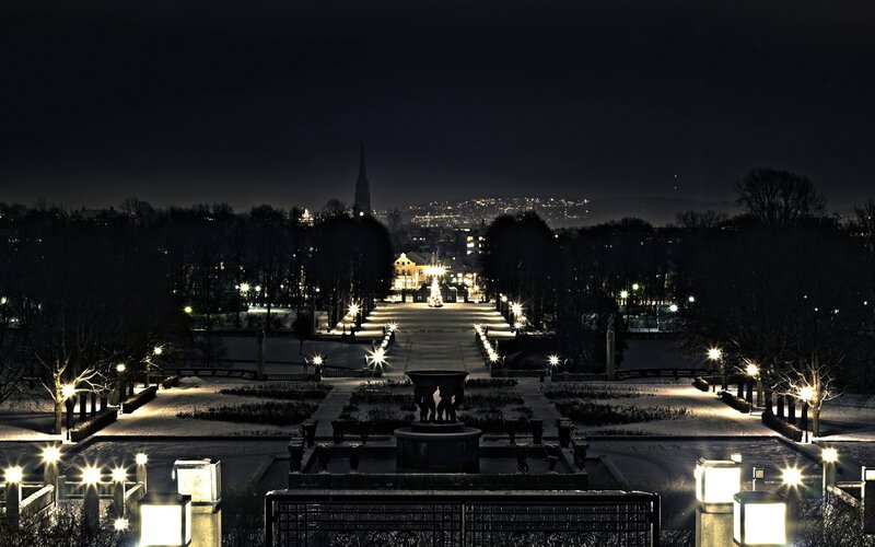 night view of a city park