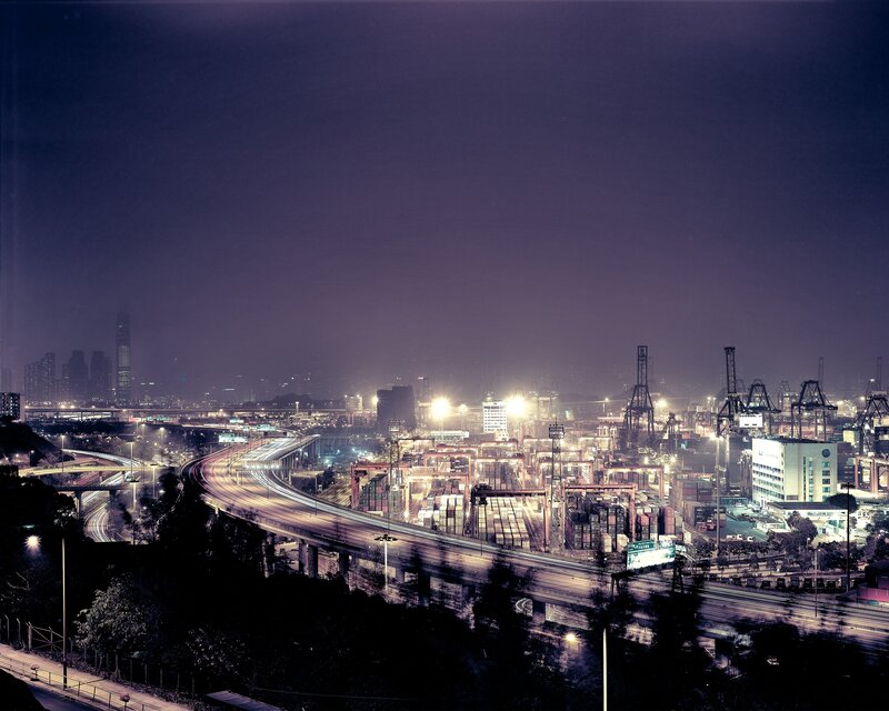 Night view of a city port