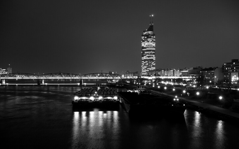 Night view of a city river