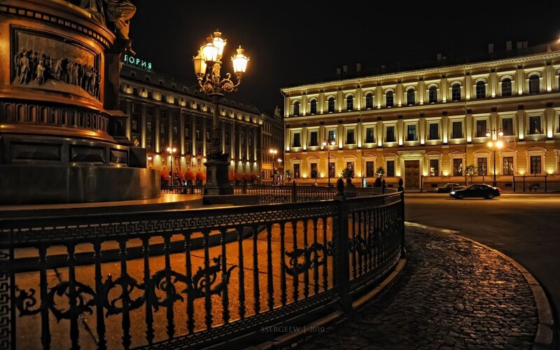 Night view of a city square