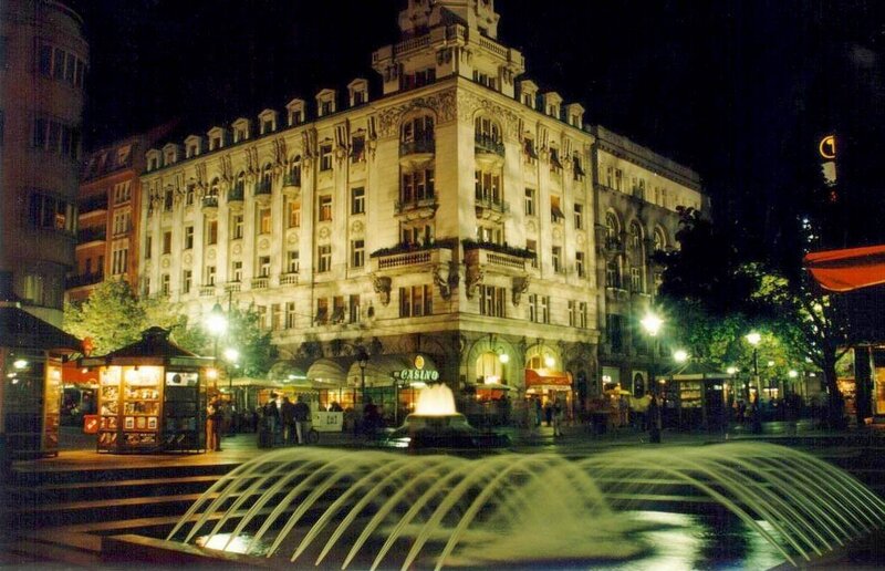 Night view of a city square